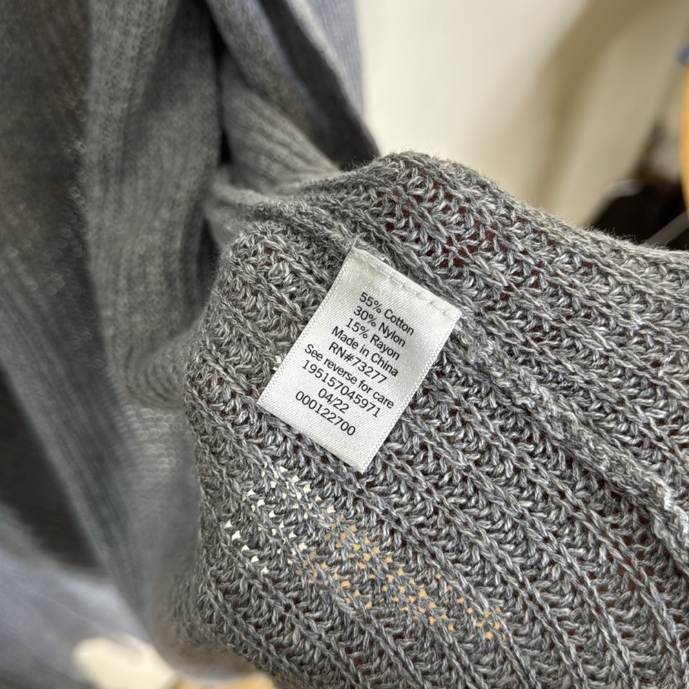 Sonoma The Everyday Cardigan Cotton Blend Gray Open-Front Women's Sweater XXL - Picture 3 of 5